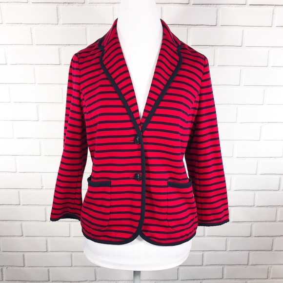 Talbots Jackets & Blazers - Talbots Petite Red And Black Nautical Blazer Sz LP